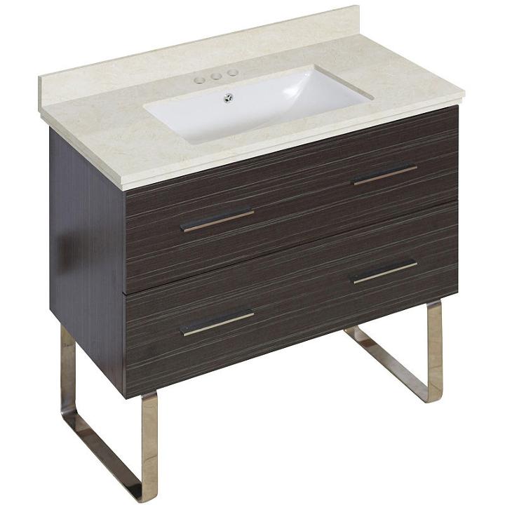 36-in. W Floor Mount Dawn Grey Vanity Set For 3h4-in. Drilling Beige Top White Um Sink
