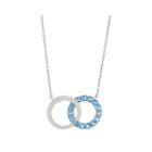 Genuine Blue Topaz Interlocking Double-circle Sterling Silver Necklace