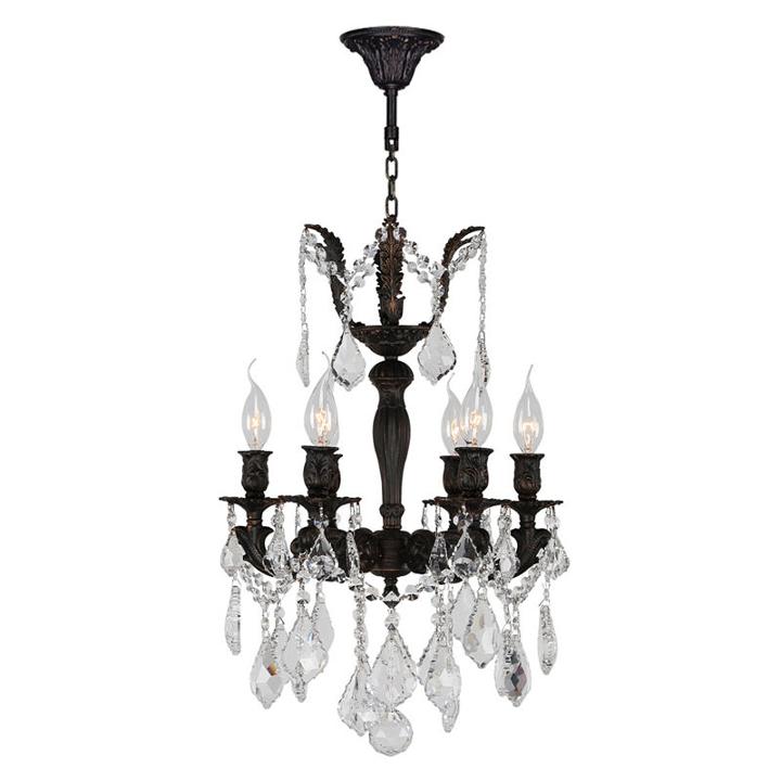Versailles Collection 6 Light Flemish Brass Finishand Clear Crystal Mini Chandelier