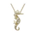 Diamond-accent 10k Yellow Gold Seahorse Mini Pendant Necklace