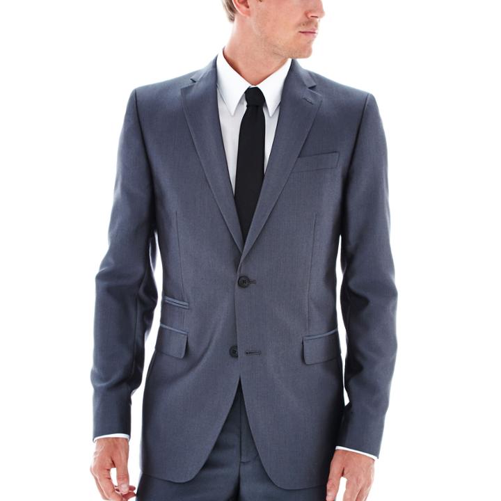 Jf J.ferrar Gray Luster Herringbone Classic Fit Suit Jacket