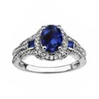 Created Blue Sapphire And Created White Sapphire Sterling Silver Ring