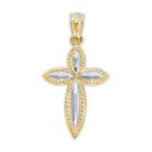 Womens 10k Two Tone Gold Cross Pendant