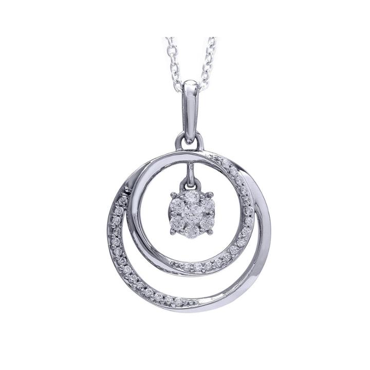 1/4 Ct. T.w. Diamond 14k White Gold Circle Pendant Necklace