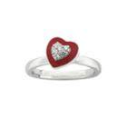 Personally Stackable Cubic Zirconia And Enamel Heart Ring