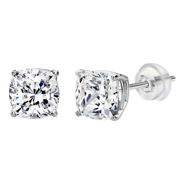 Swarovski White Zirconia 6mm Square Stud Earrings