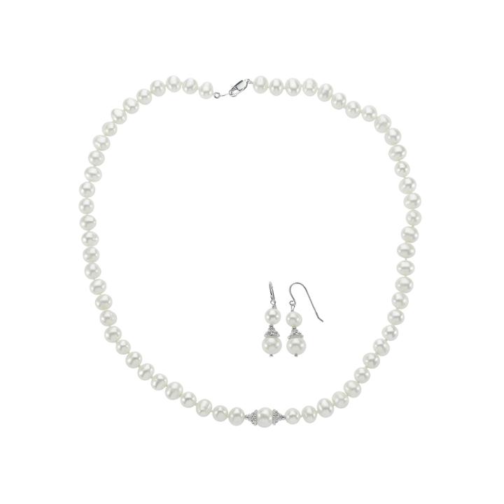 Cultured Freshwater Pearl Earring And Necklace Set