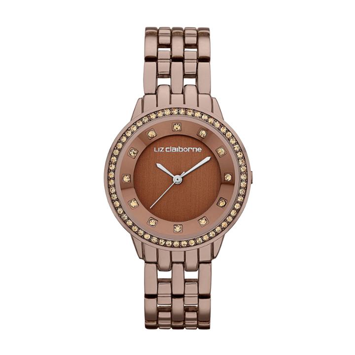 Liz Claiborne Ladies Brown Watch With Crystals