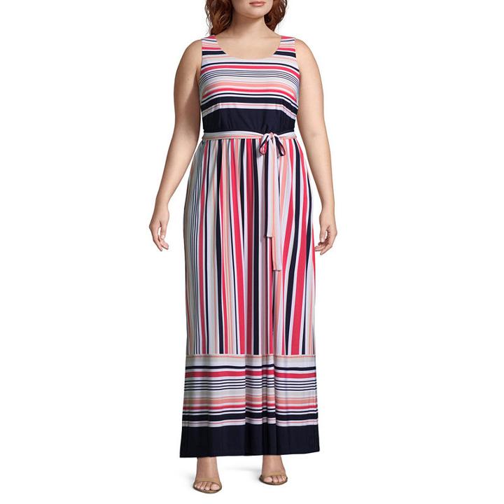 Studio 1 Sleeveless Stripe Maxi Dress-plus