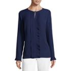 Liz Claiborne Long Sleeve Pleated Woven Blouse- Talls