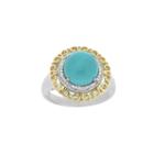 Womens 1/10 Ct. T.w. Blue Turquoise Sterling Silver Gold Over Silver Halo Ring
