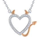 Womens 1/10 Ct. T.w. Genuine Diamond 14k Rose Gold Over Silver Heart Pendant Necklace