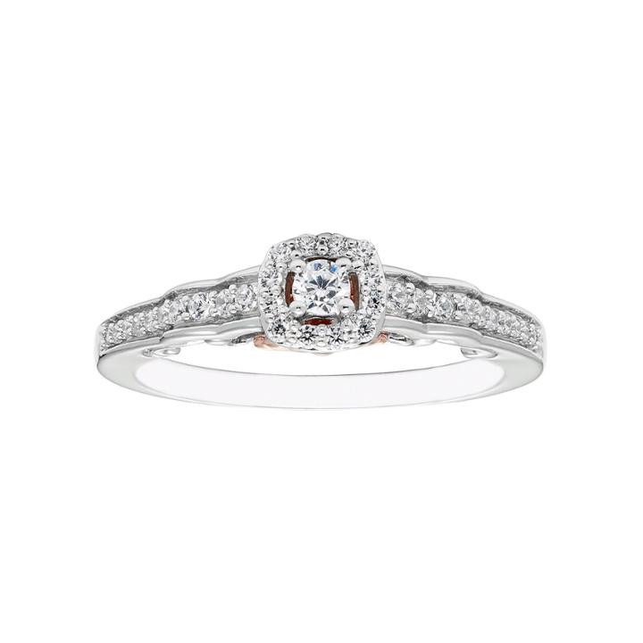 Enchanted Fine Jewelry By Disney Womens 1/4 Ct. T.w. Genuine Round Diamond 10k Gold Promise Ring