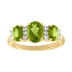 Womens Genuine Green Peridot Gold Over Silver Cocktail Ring
