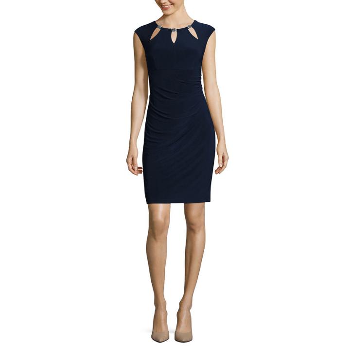 Scarlett Sleeveless Metal-trim Cutout Sheath Dress