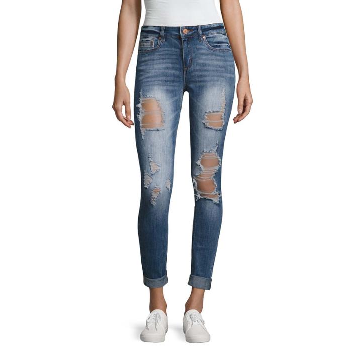 Indigo Rein Destructed Skinny Fit Jeans-juniors