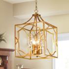 Carimid Antique Goldtone Leaf 12-inch 4-light Square Pendant