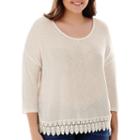Arizona 3/4-sleeve Lace-trim Hatchi Top - Juniors Plus