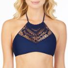 Ambrielle Solid High Neck Swimsuit Top