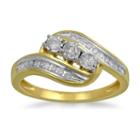 Womens 1/4 Ct. T.w. Genuine Diamond White 14k Gold Over Silver Cocktail Ring