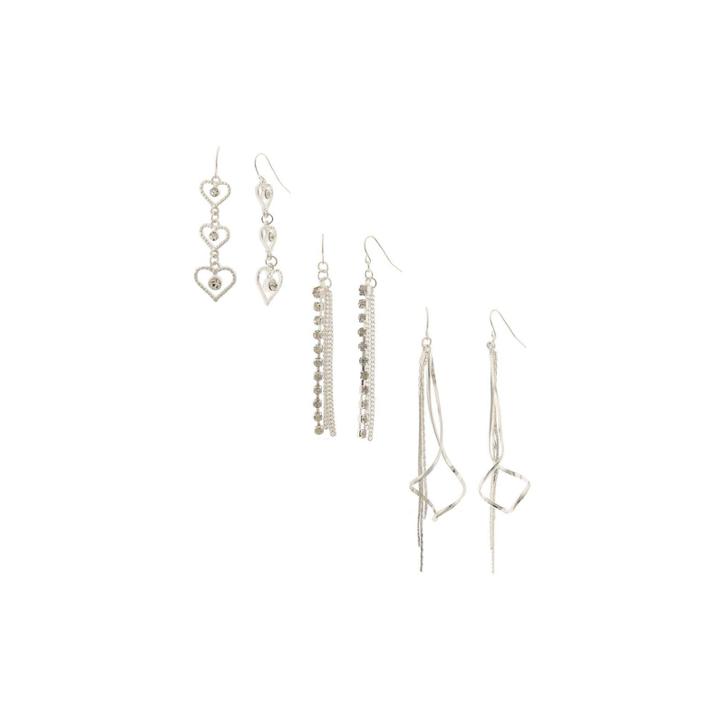 Decree 3-pr. Heart, Chain & Metal Twist Dangle Earrings Set