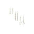 Decree 3-pr. Heart, Chain & Metal Twist Dangle Earrings Set