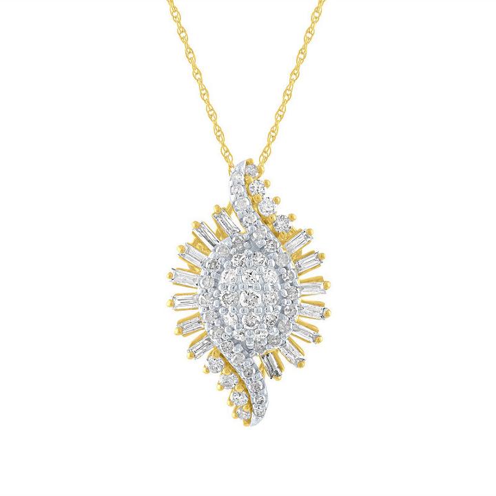 Womens 7/8 Ct. T.w. White Diamond 10k Gold Pendant Necklace