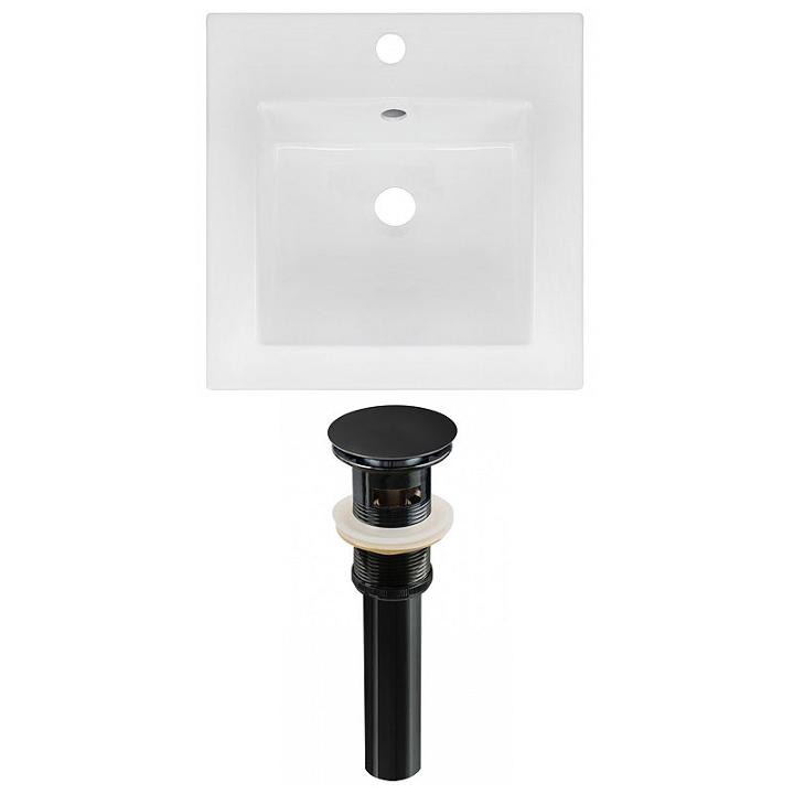 16.5-in. W 1 Hole Ceramic Top Set In White Color -overflow Drain Incl.