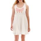 Arizona Sleeveless Embroidered Lace-back Dress - Juniors Plus