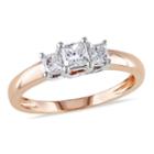 Love Lives Forever Womens 1/2 Ct. T.w. Genuine Princess White Diamond 14k Gold 3-stone Ring