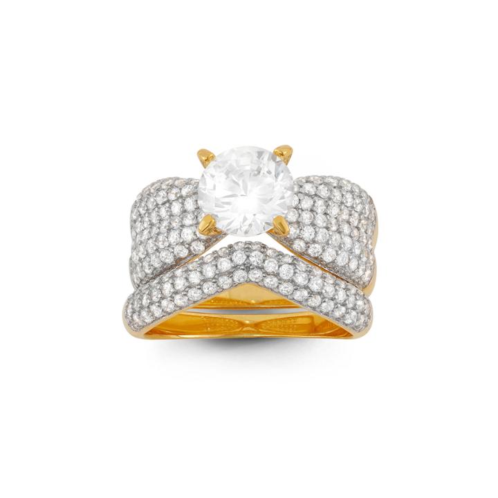 Womens 2 Ct. T.w. White Cubic Zirconia 14k Gold Over Silver Bridal Set
