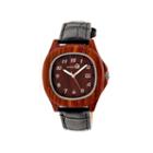 Earth Wood Sherwood Red Leather-band Watch With Date Ethew2703