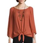 Alyx Long-sleeve Gauze Woven Top With Necklace