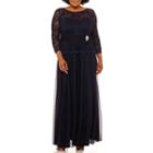 Jackie Jon 3/4 Sleeve Embellished Evening Gown-plus