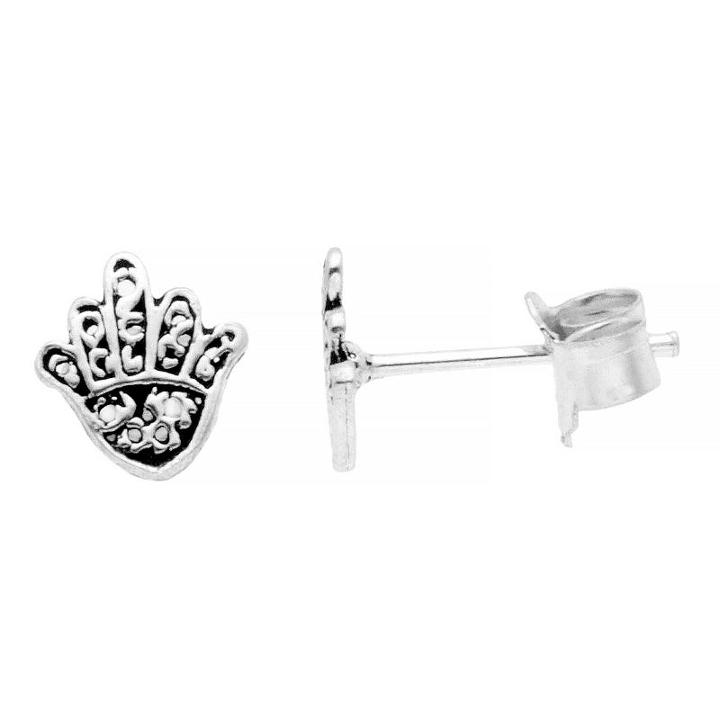 Itsy Bitsy Hand Of God Earring Pure Silver Over Brass 7mm Stud Earrings