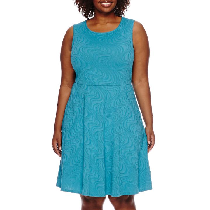 R & K Originals Sleeveless Textured Fit-and-flare Dress - Plus