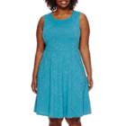 R & K Originals Sleeveless Textured Fit-and-flare Dress - Plus
