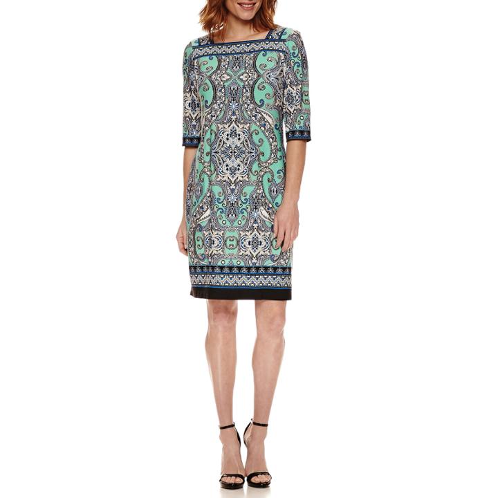Studio 1 Elbow Sleeve Paisley Shift Dress