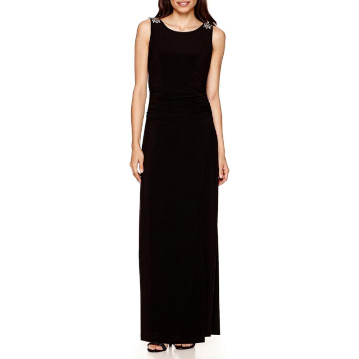 Scarlett Sleeveless Embellished-shoulder Maxi Dress - Petite