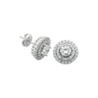 Diamonart Cubic Zirconia Sterling Silver Double-halo Stud Earrings