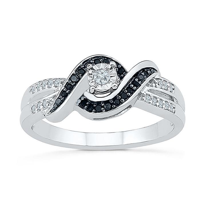 Promise My Love Womens 1/5 Ct. T.w. Round Multi Color Diamond Sterling Silver Promise Ring