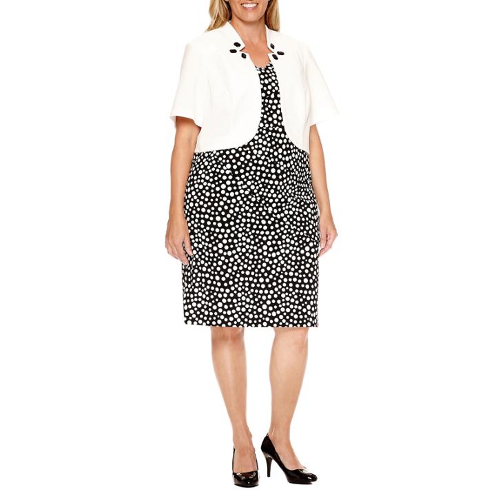 Maya Brooke Short Sleeve Beaded Jacket Dress-plus