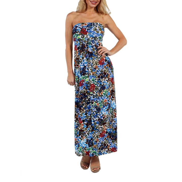 24/7 Comfort Apparel Dappled Florals Maxi Dress