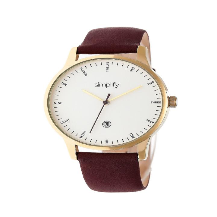 Simplify Unisex Brown Strap Watch-sim4306