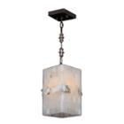 Pompeii Collection 1 Light Mini Flemish Brass Finish And Natural Quartz Rectangle Pendant