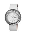 Simplify Womens The 2100 White Dial White Leather-band Watch With Day & Date Sim2101