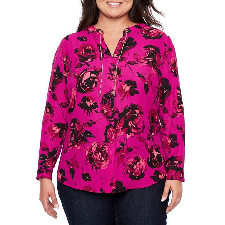 Bold Elements Long Sleeve Button-front Shirt-plus