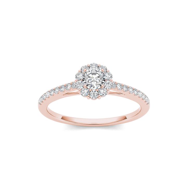 1/2 Ct. T.w. Diamond 10k Rose Gold Halo Engagement Ring