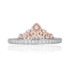 Enchanted Disney Fine Jewelry Womens 1/5 Ct. T.w. Genuine Diamond 10k Rose Gold & Sterling Silver Promise Ring