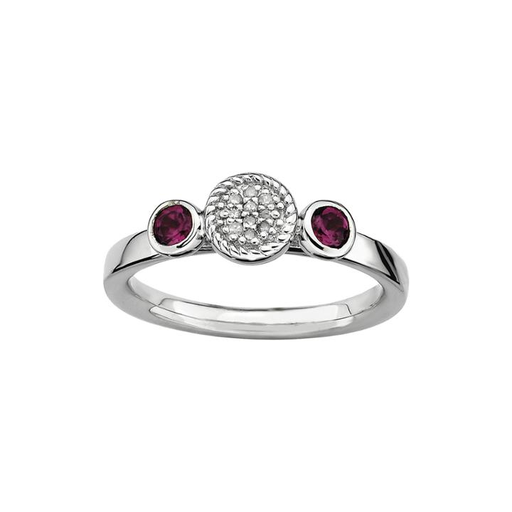 Personally Stackable Double Rhodolite & Diamond-accent Ring